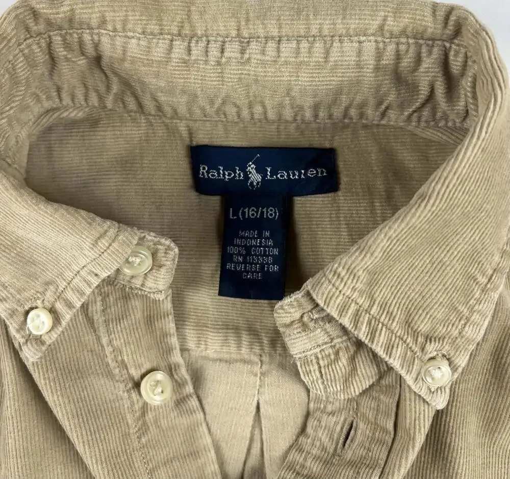 Polo Ralph Lauren Boys Size L (16/18) Long Sleeve Corduroy Button-Down Shirt